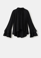 Blouse With Flared Sleeves And Ruffles