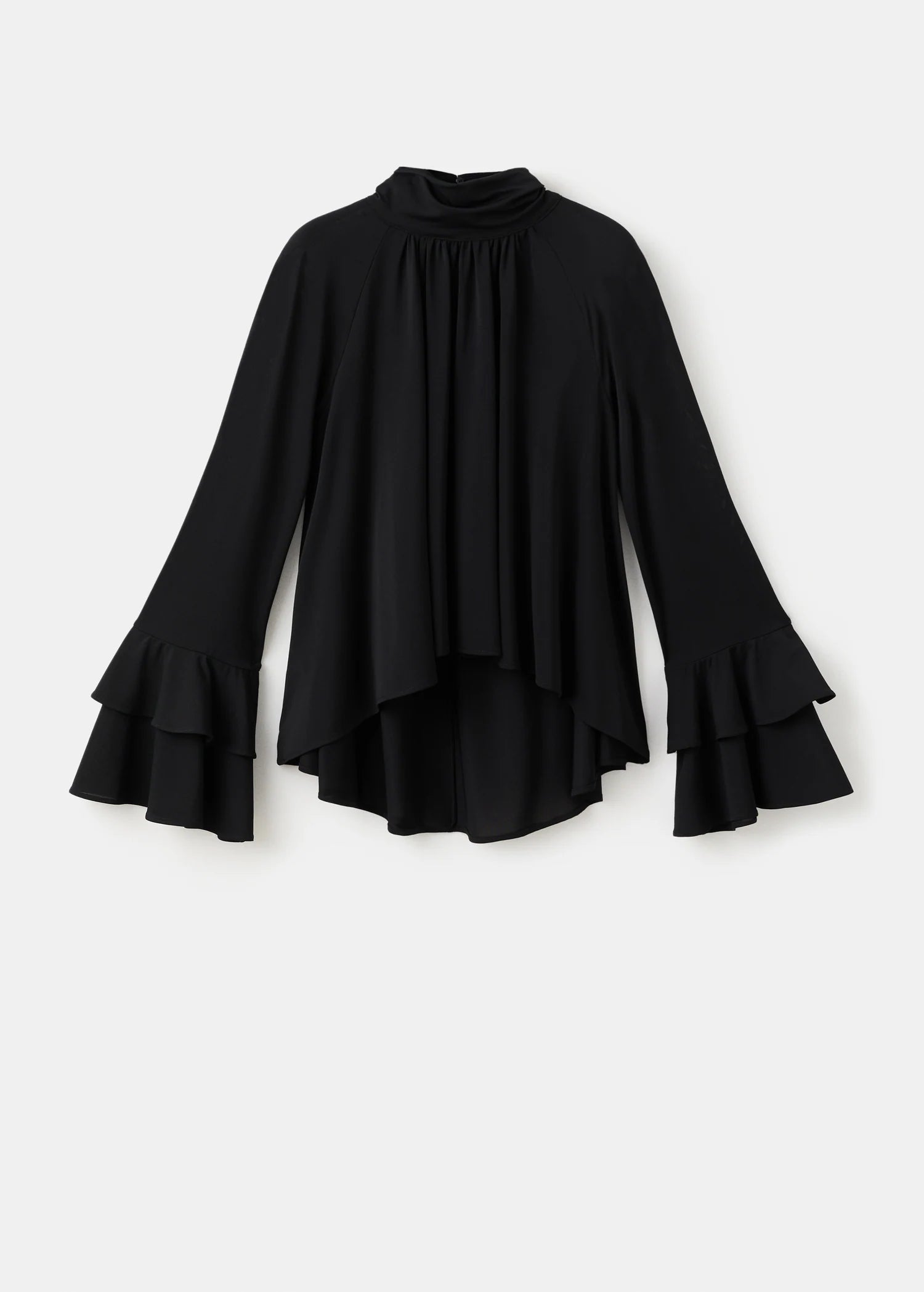 Blouse With Flared Sleeves And Ruffles