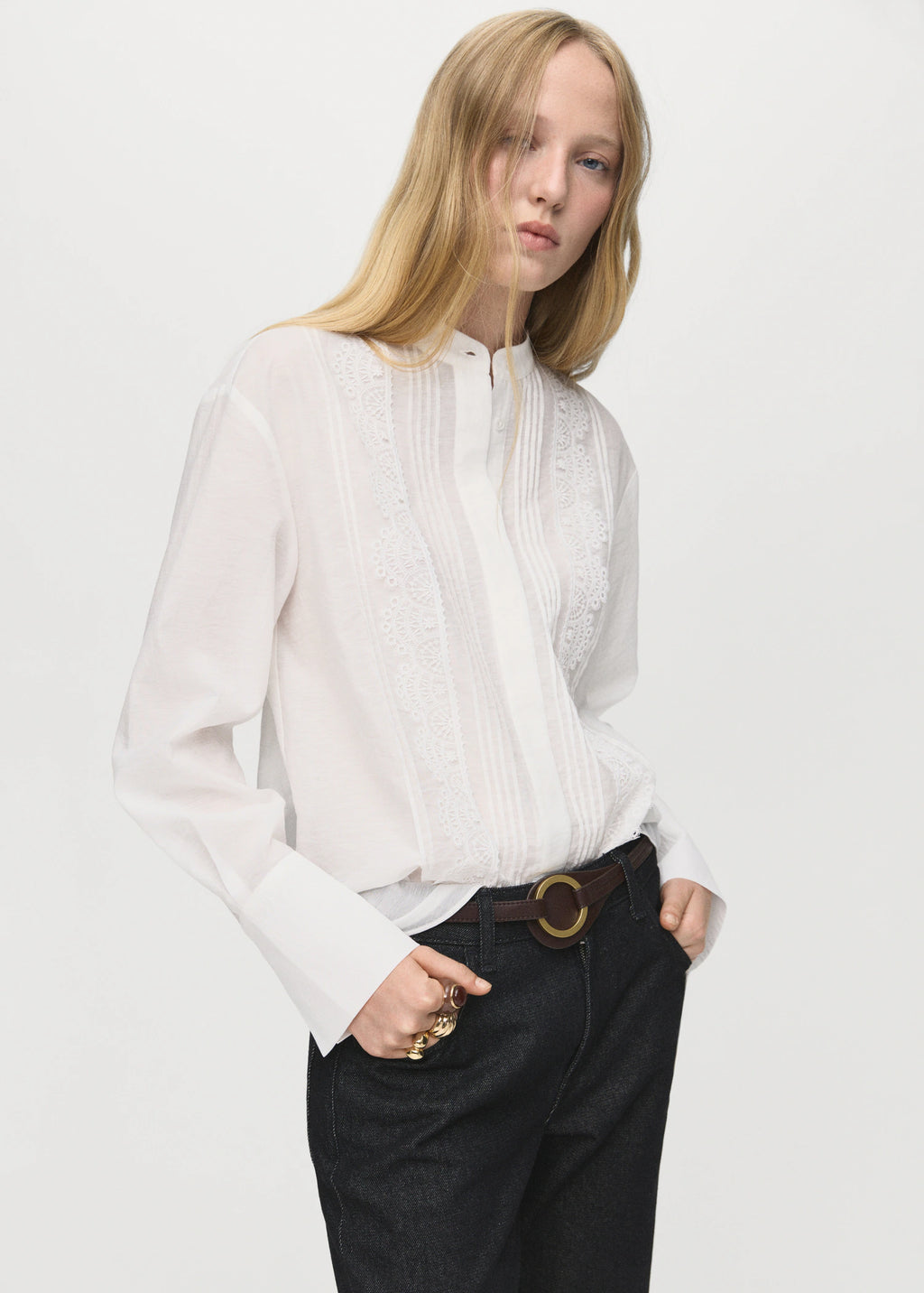 Blouse With Lace Trim Details