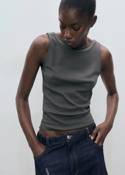 Boat Neck Strapless Top