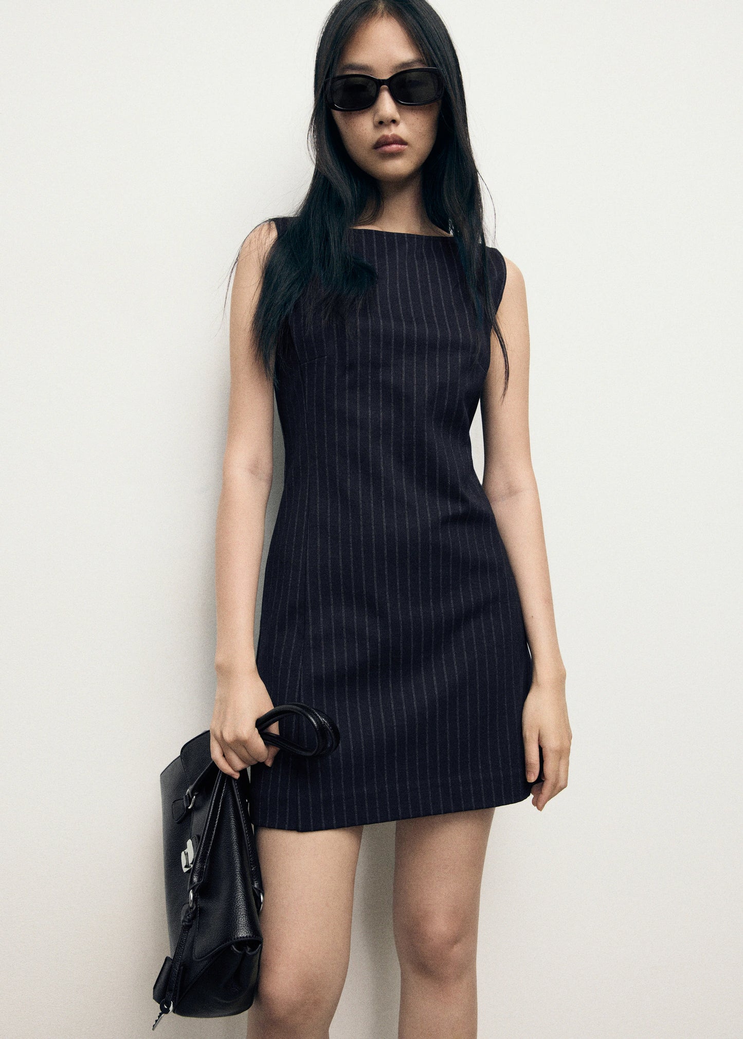 Boat Neck Pinstripe Dress