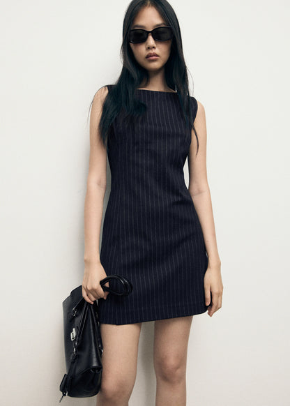 Boat Neck Pinstripe Dress