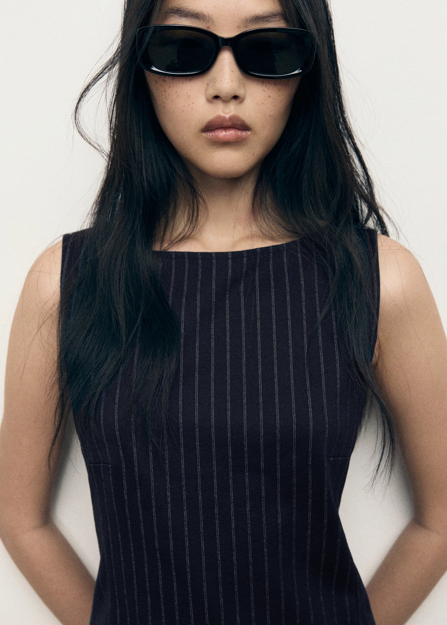 Boat Neck Pinstripe Dress