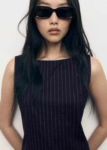 Boat Neck Pinstripe Dress