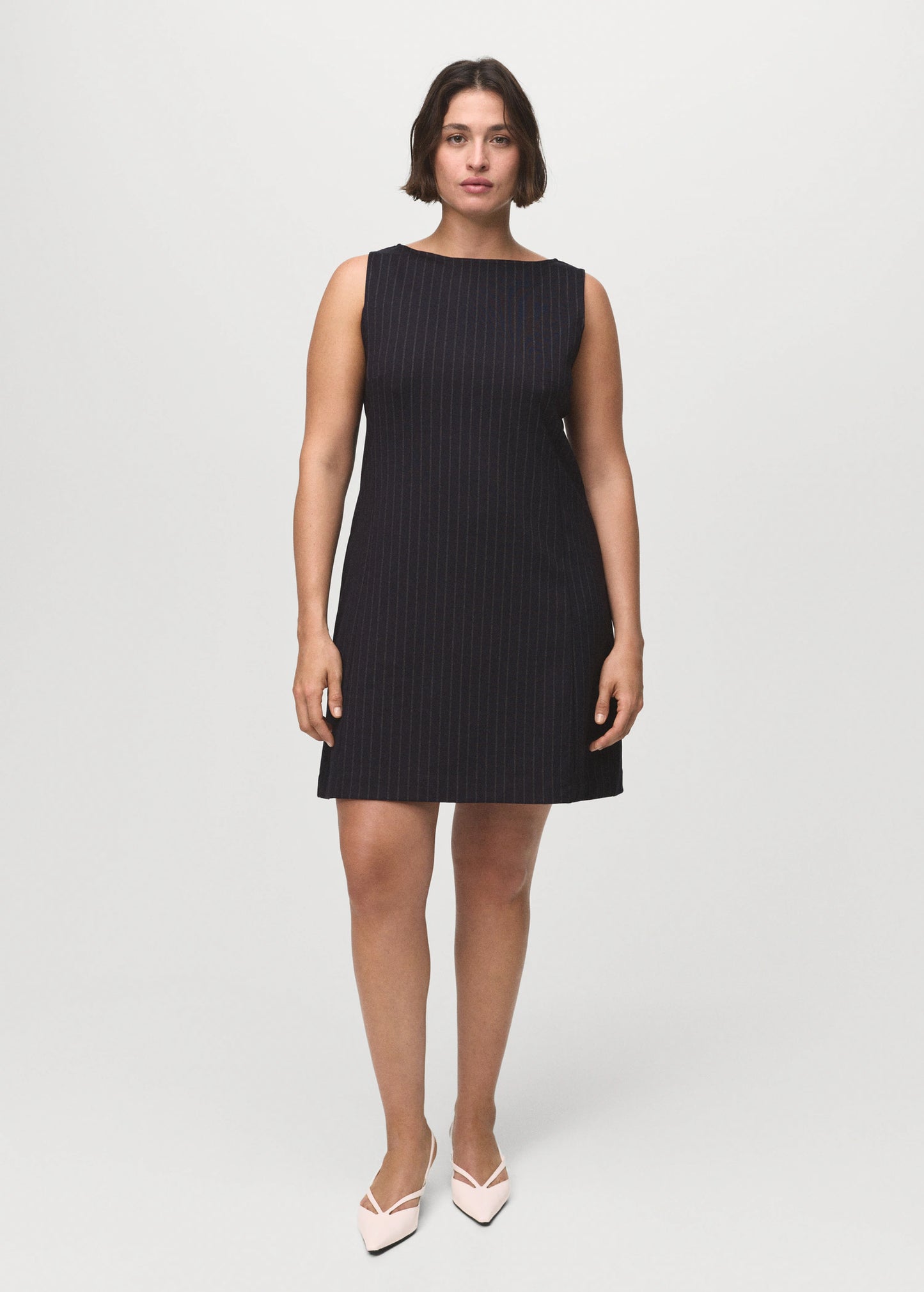 Boat Neck Pinstripe Dress