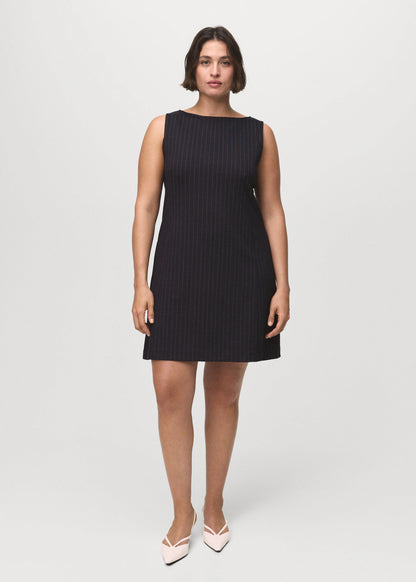 Boat Neck Pinstripe Dress