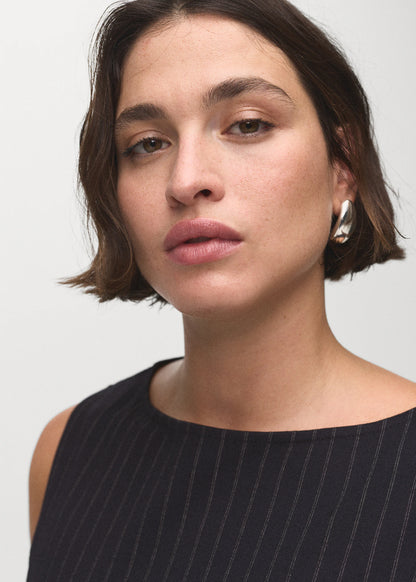 Boat Neck Pinstripe Dress