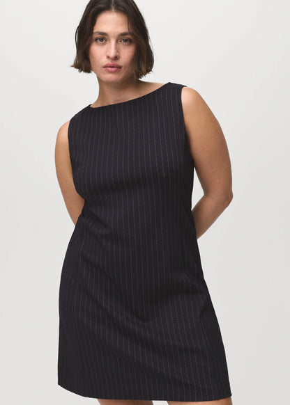 Boat Neck Pinstripe Dress