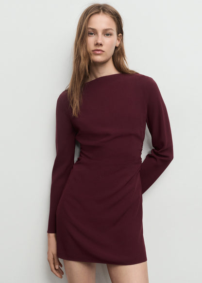 Boat Neck Ruched Dress