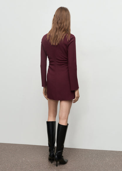 Boat Neck Ruched Dress