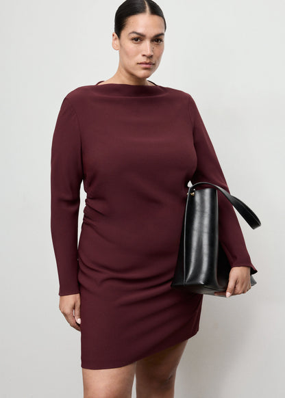 Boat Neck Ruched Dress