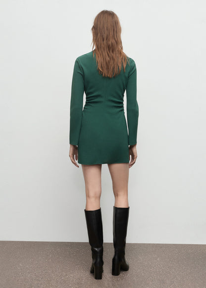 Boat Neck Ruched Dress