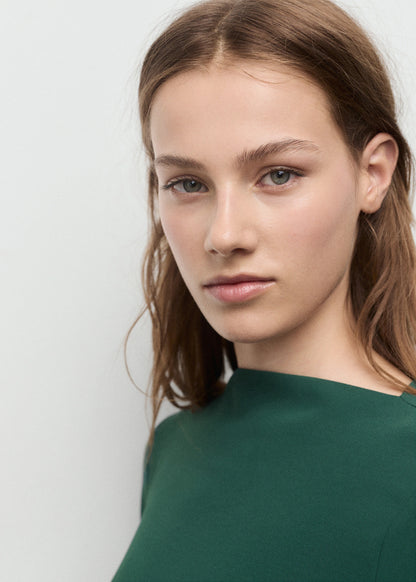 Boat Neck Ruched Dress