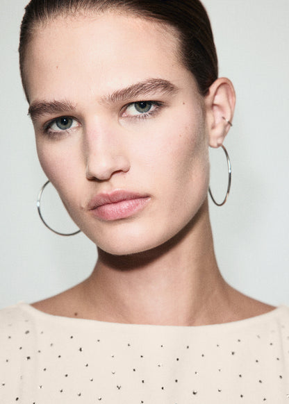 Boat Neck Top With Rhinestones