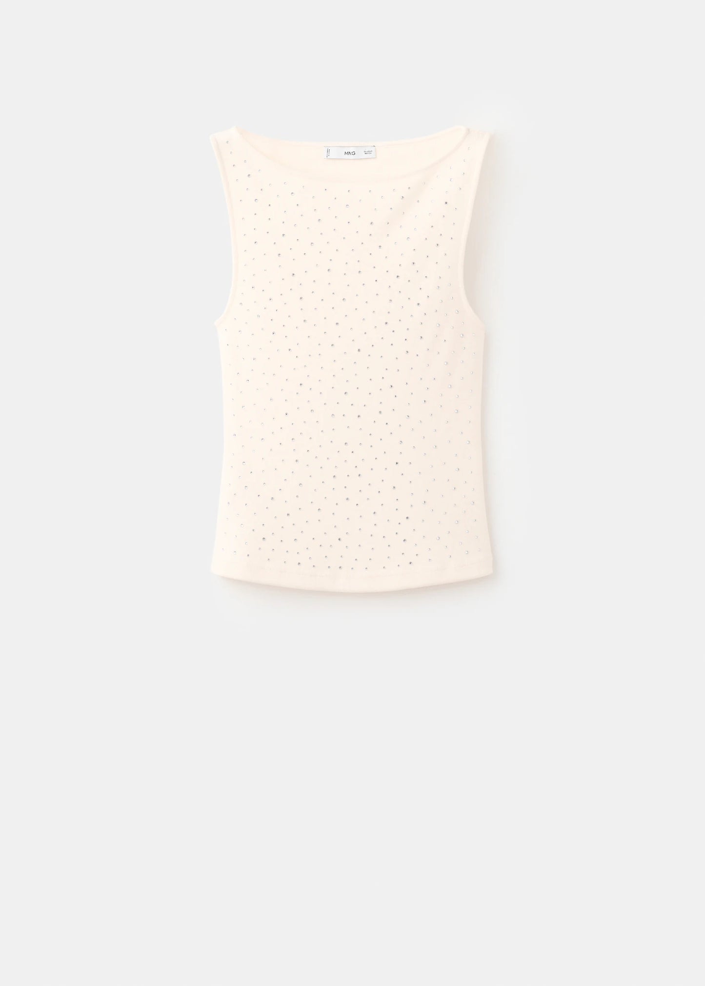 Boat Neck Top With Rhinestones