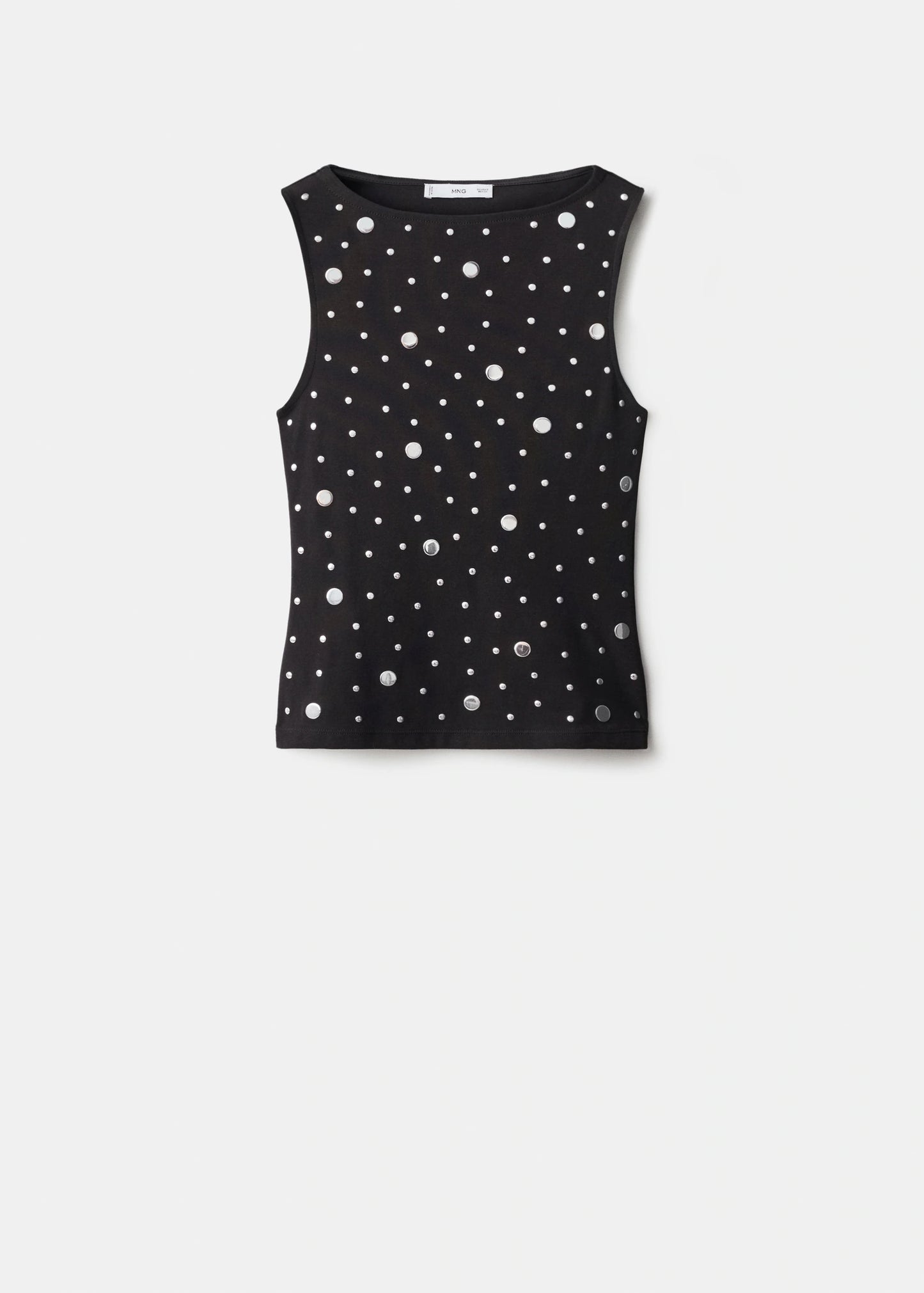 Boat Neck Top With Rhinestones