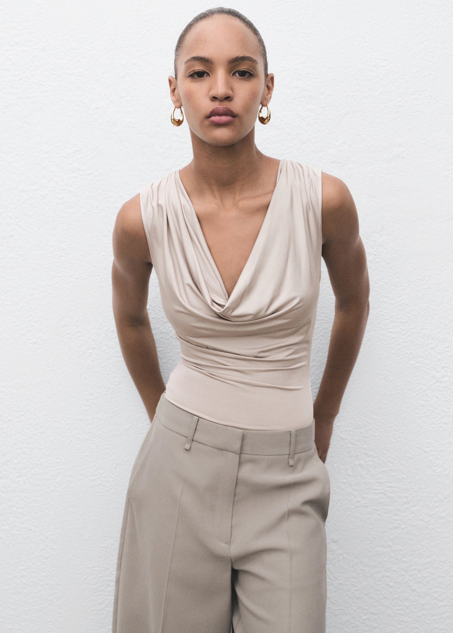 Bodysuit With Draped Neckline