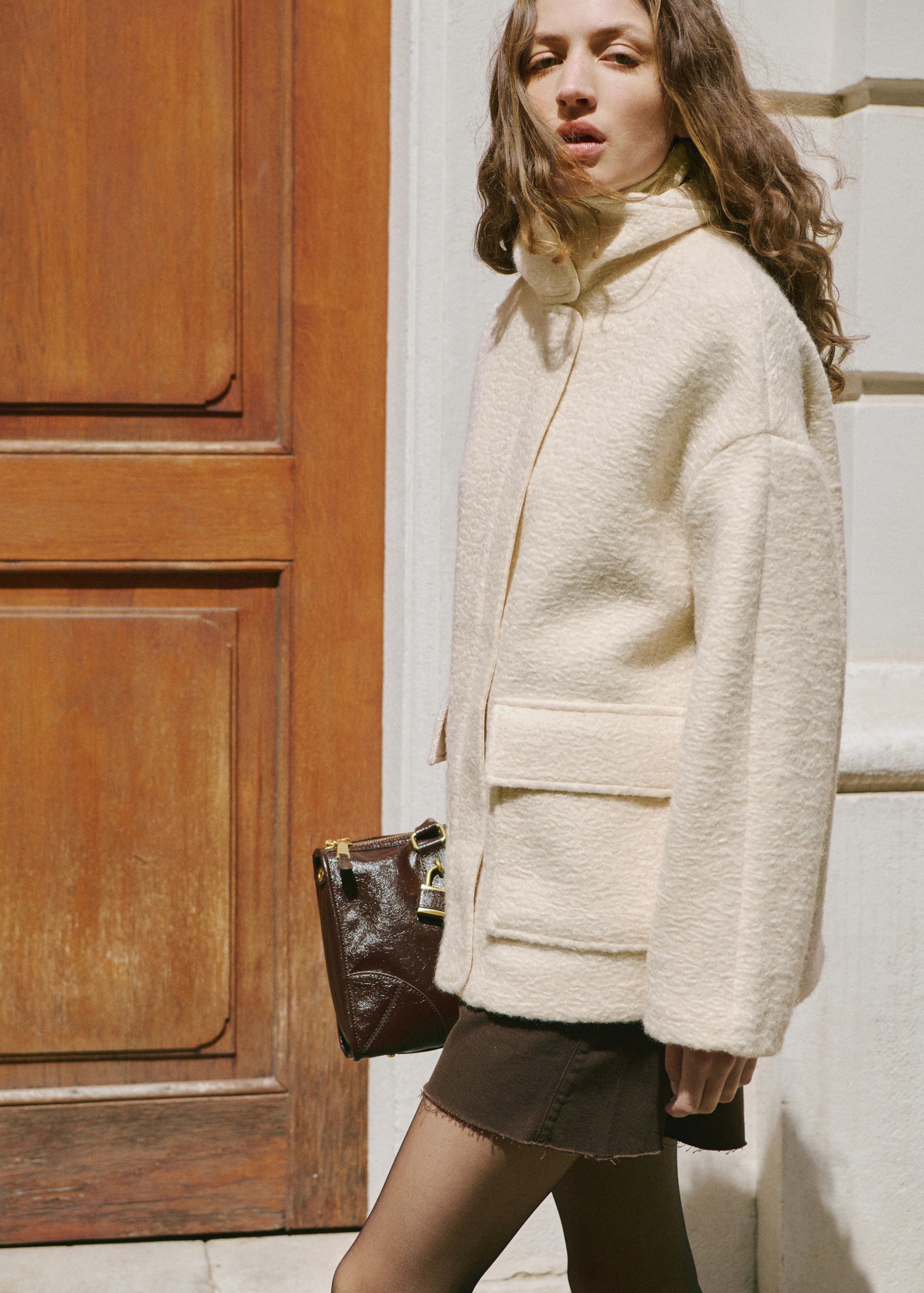 Boucle Jacket With High Neck