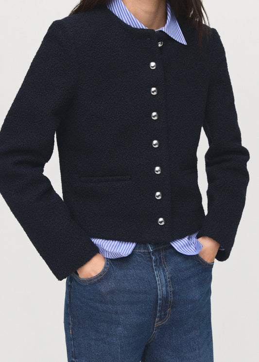 Boucle Jacket With Jewel Buttons