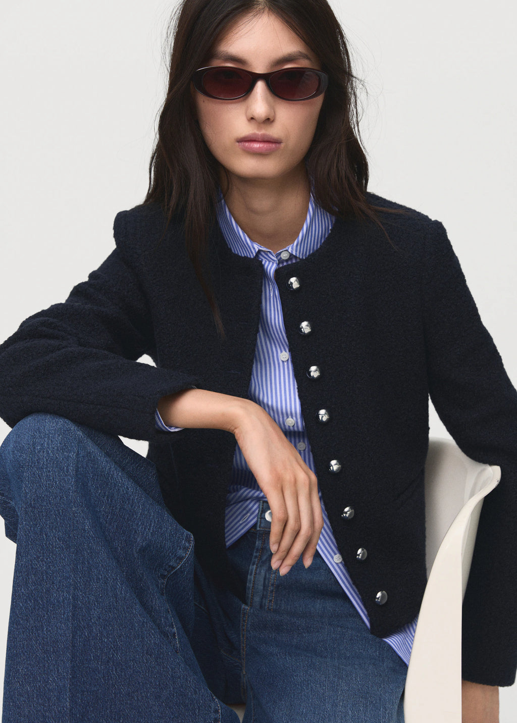 Boucle Jacket With Jewel Buttons