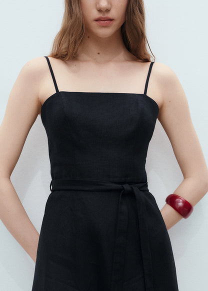 Bow Linen Blend Dress