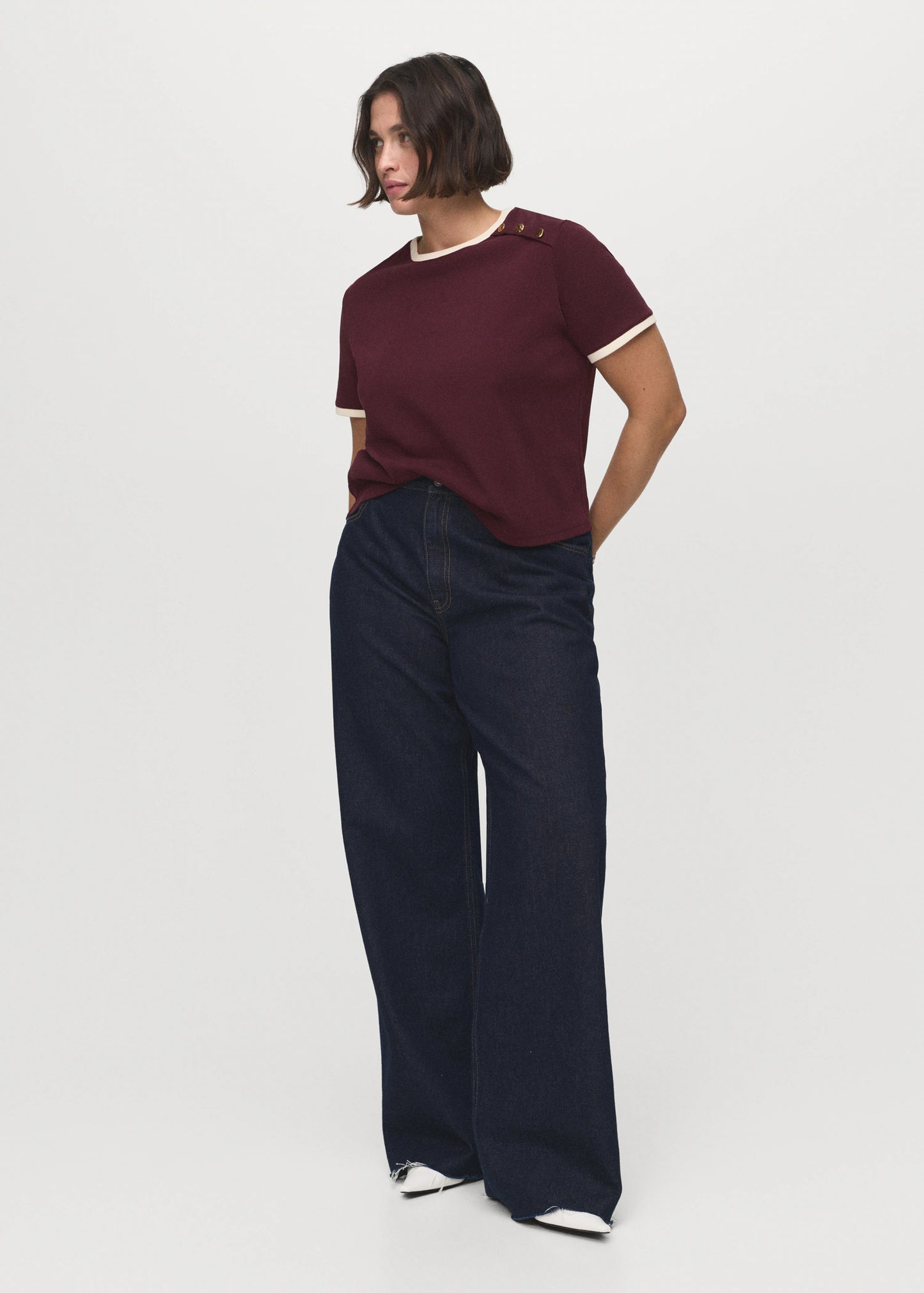 Buttoned Cotton T Shirt