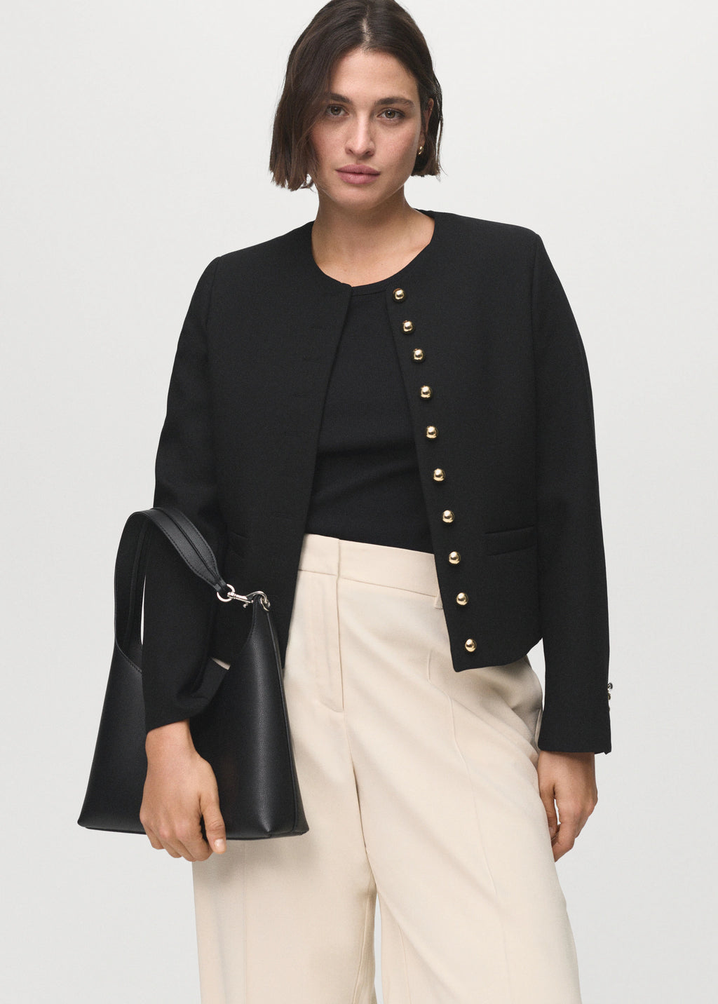Buttoned Cropped Jacket