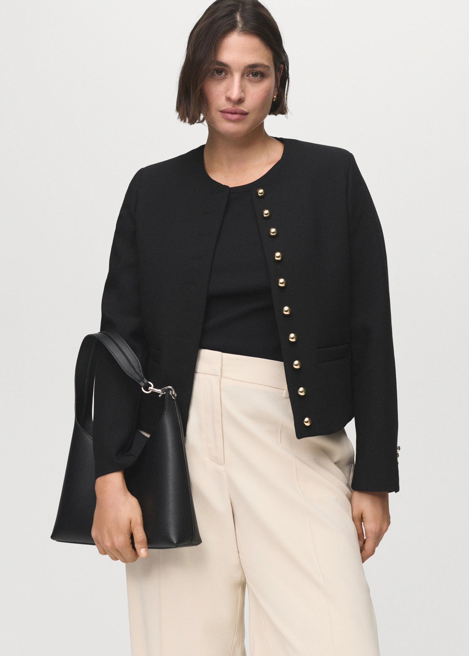 Buttoned Cropped Jacket