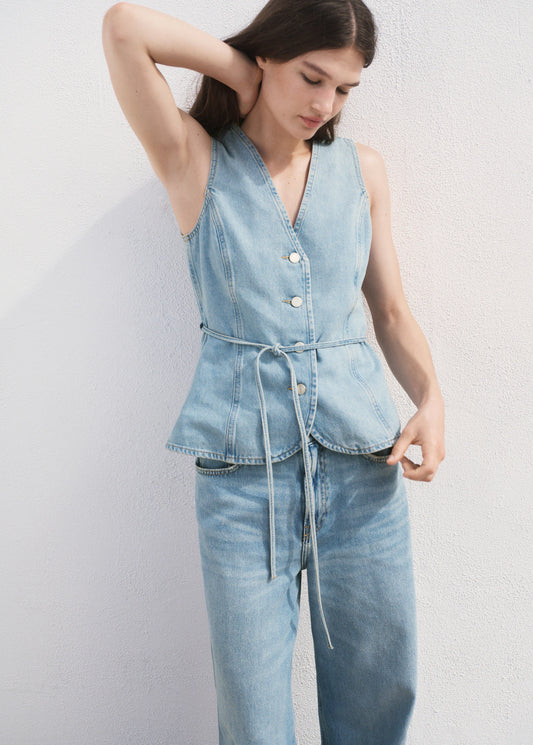 Buttoned Denim Gilet