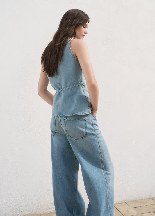 Buttoned Denim Gilet