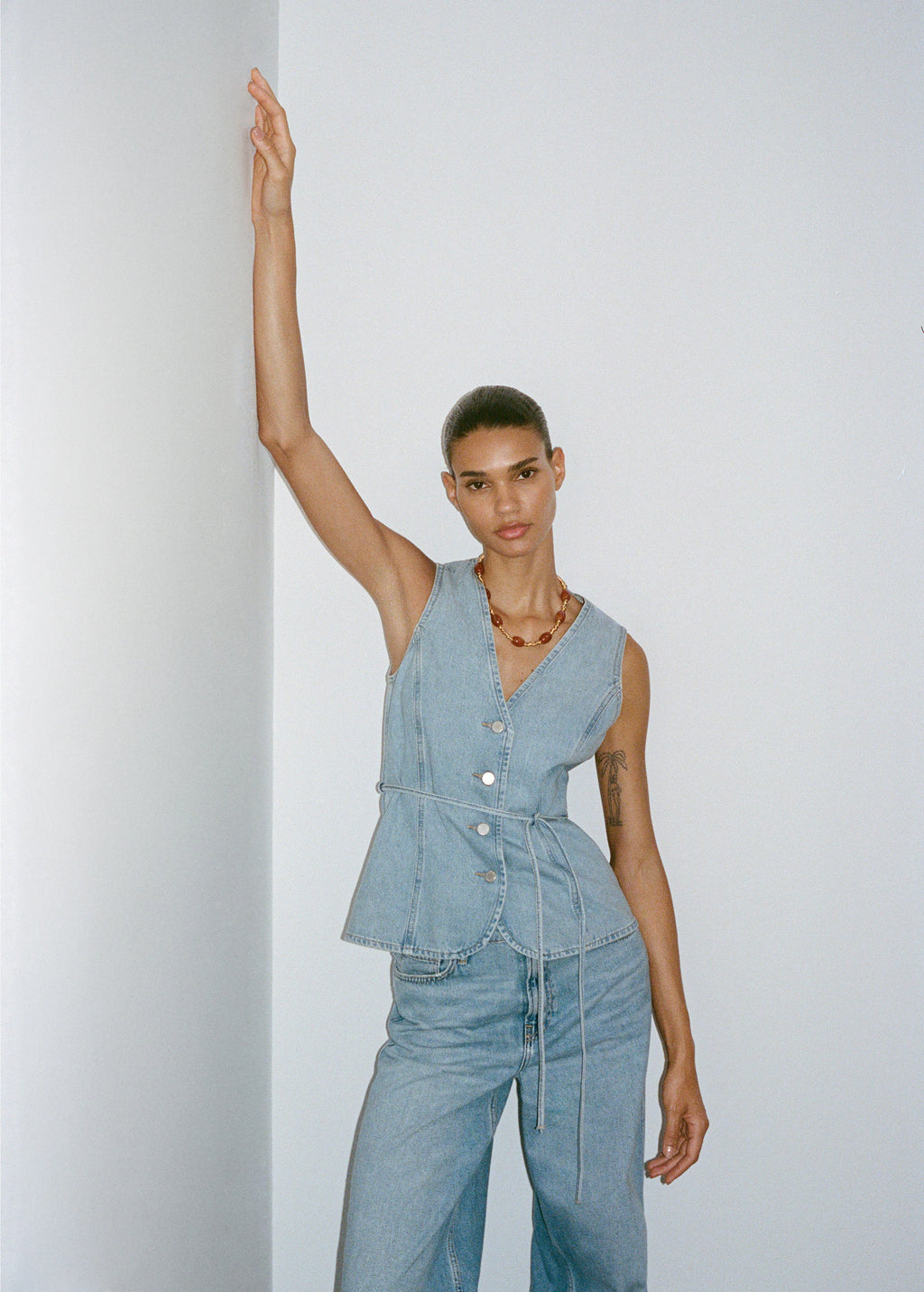 Buttoned Denim Gilet