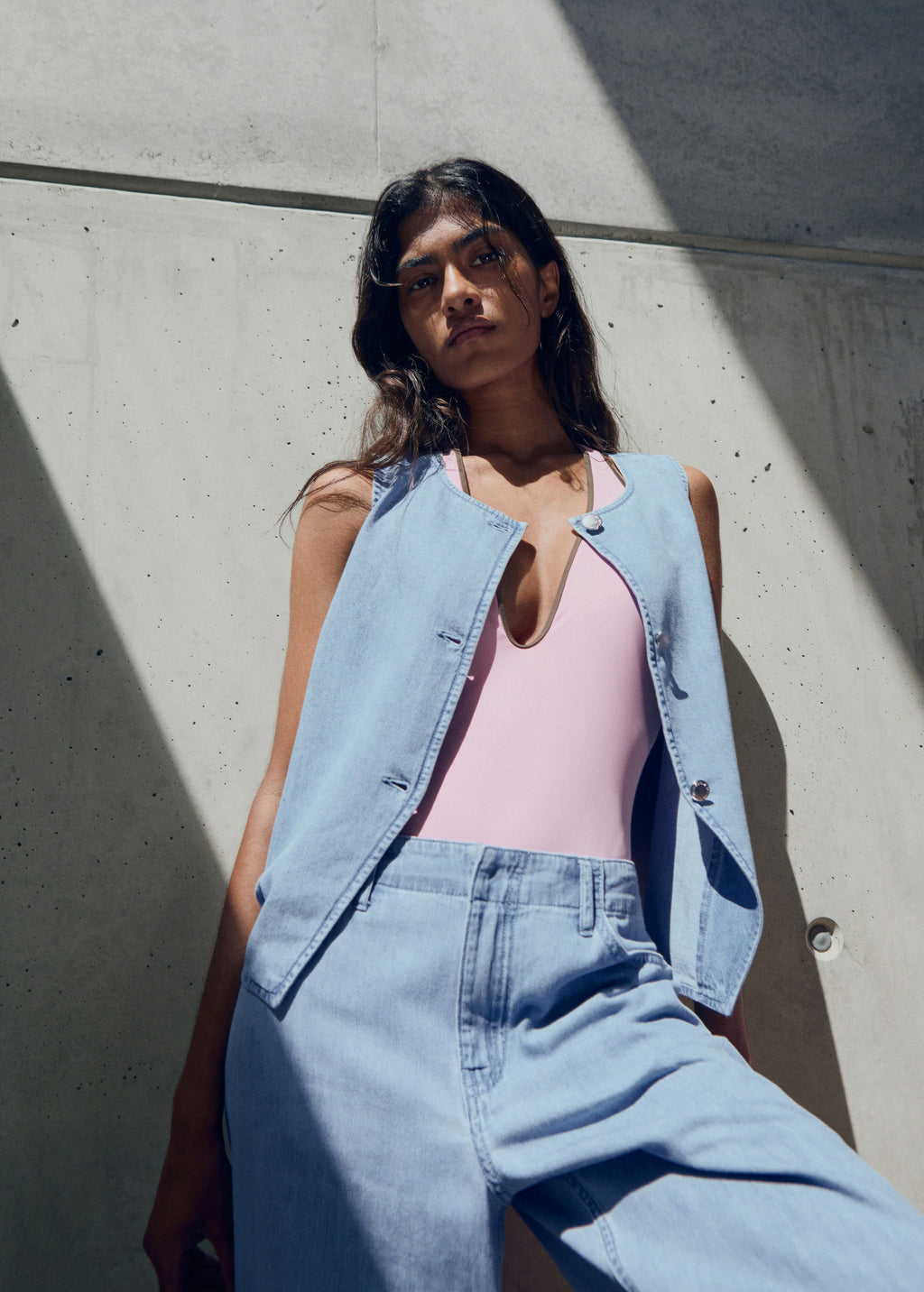 Buttoned Denim Gilet