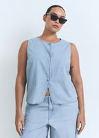 Buttoned Denim Gilet