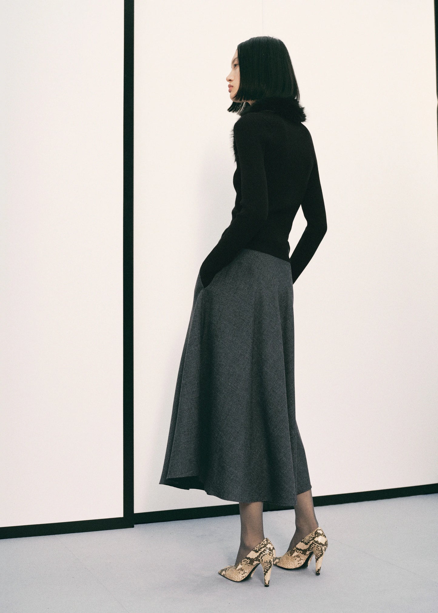 Cardigan With Fur Effect Collar