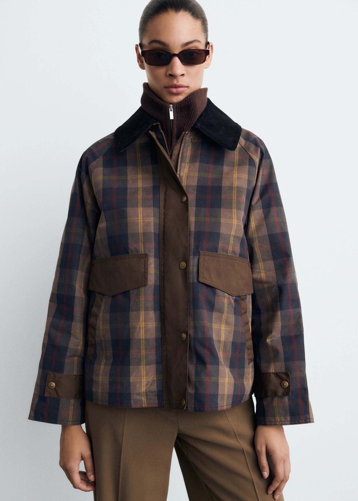 Check Parka With Contrasting Collar