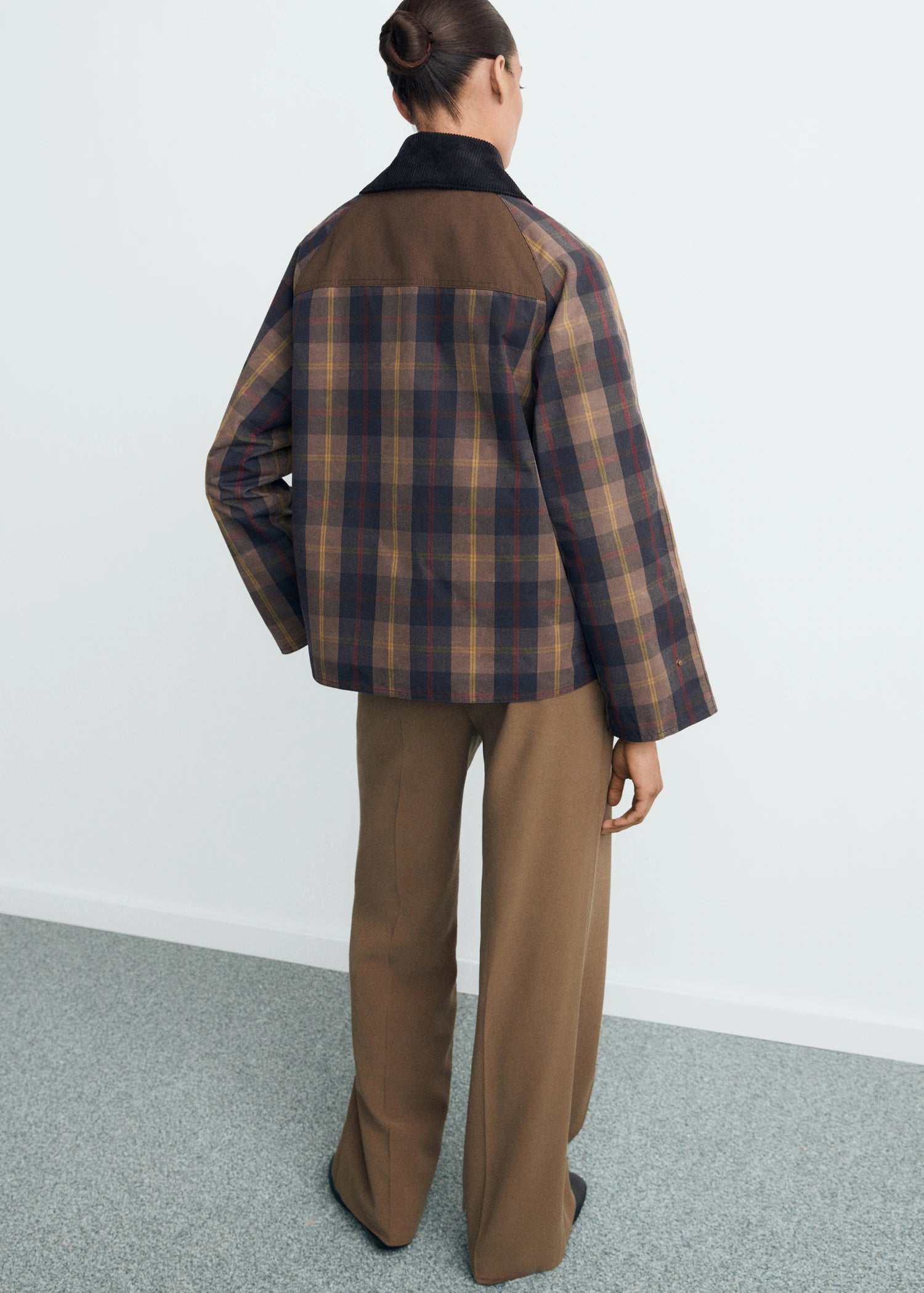 Check Parka With Contrasting Collar