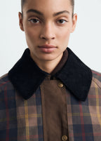 Check Parka With Contrasting Collar