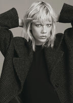 Checked Wool Blend Coat