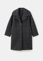 Checked Wool Blend Coat
