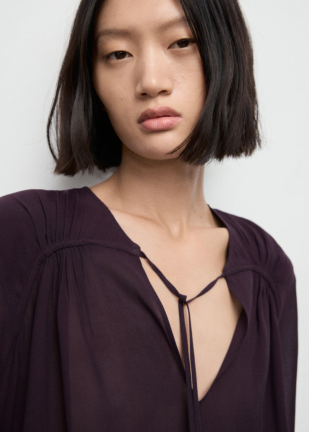 Chiffon Blouse With Bow Neckline