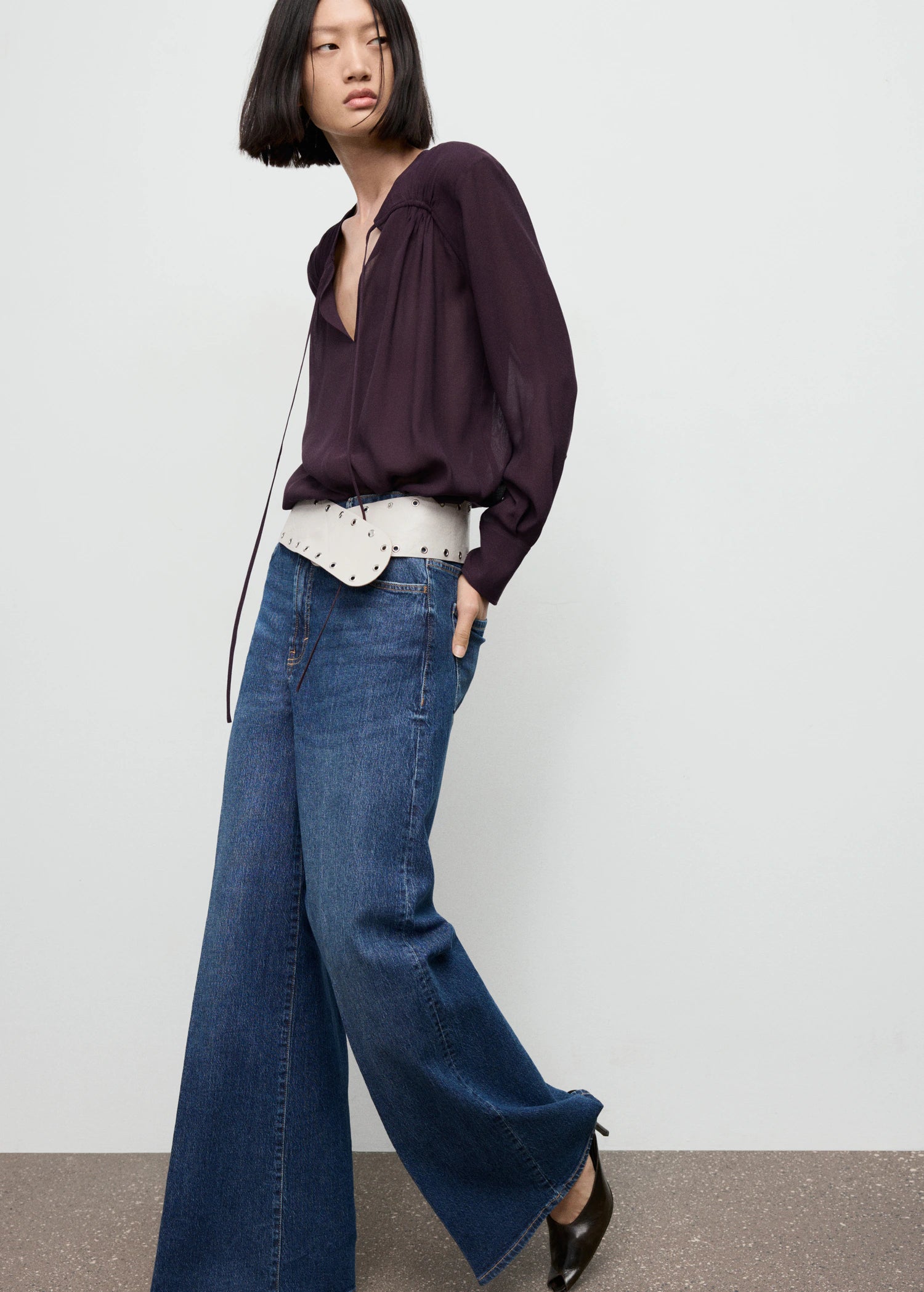 Chiffon Blouse With Bow Neckline