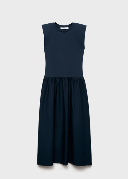 Combined Fabric Midi Dress
