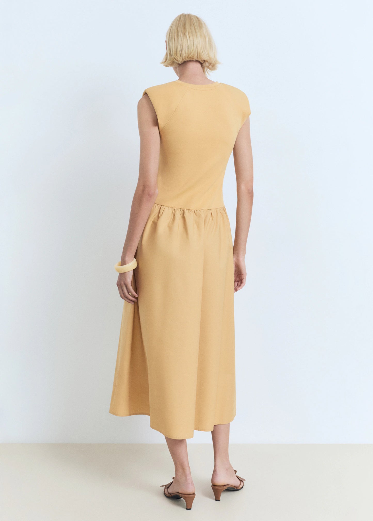 Combined Fabric Midi Dress