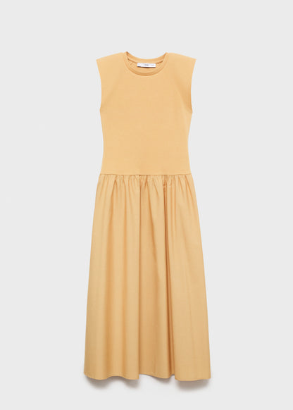 Combined Fabric Midi Dress