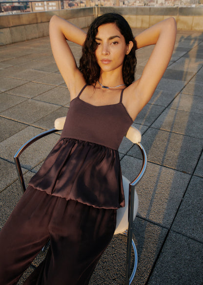 Combined Fabric Top With Crossed Back