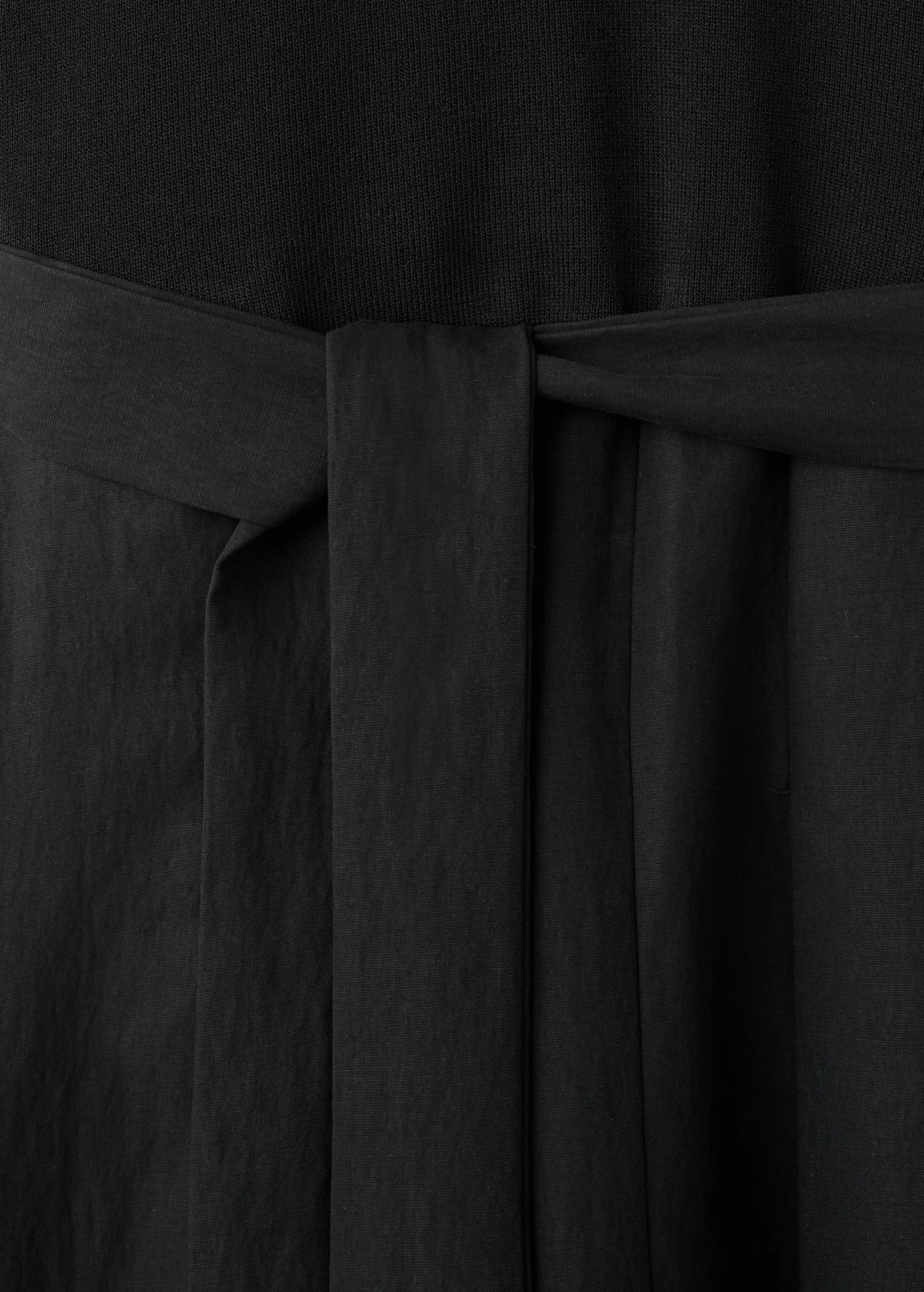 Combined Woven Dress With Belt