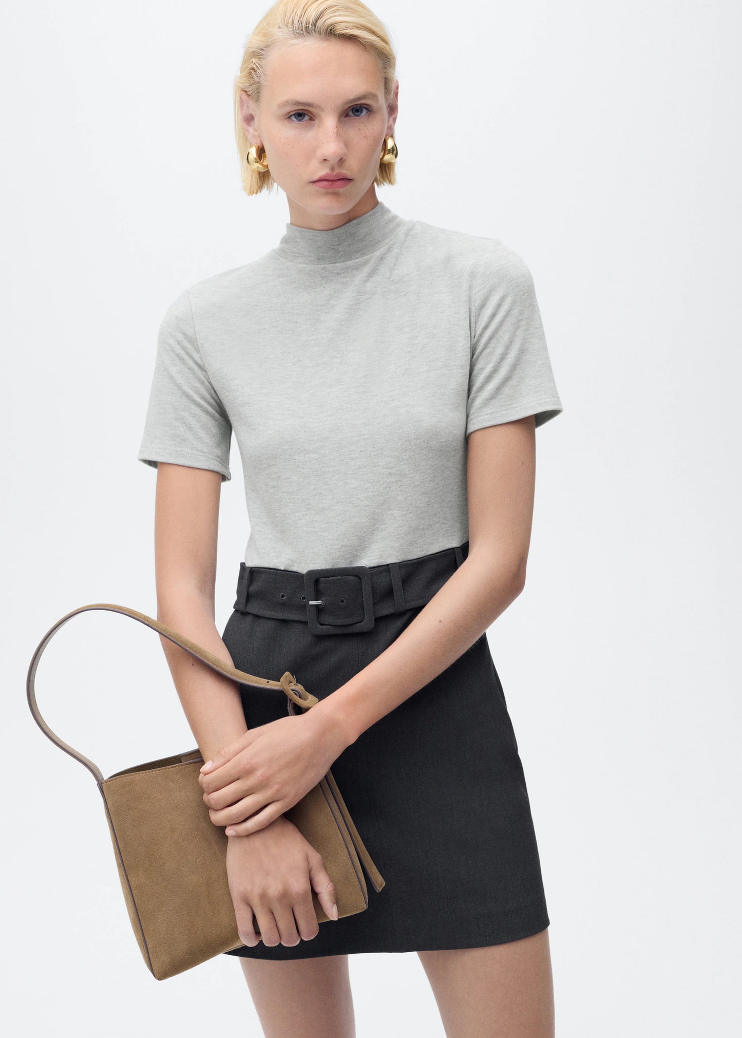 Contrasting Belt Dress