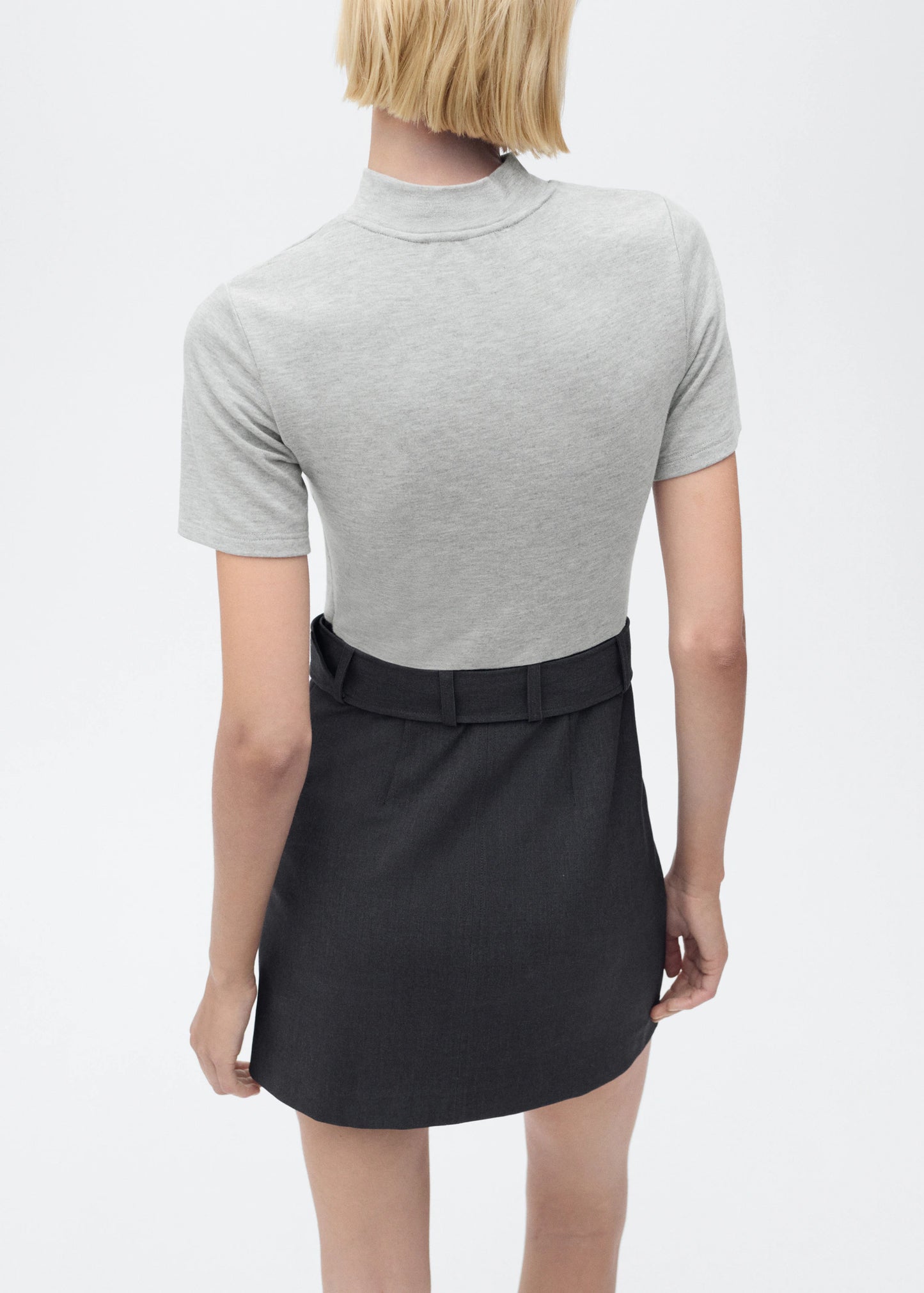 Contrasting Belt Dress