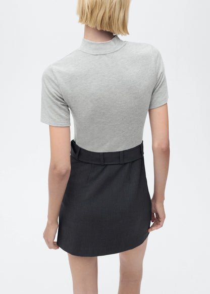 Contrasting Belt Dress