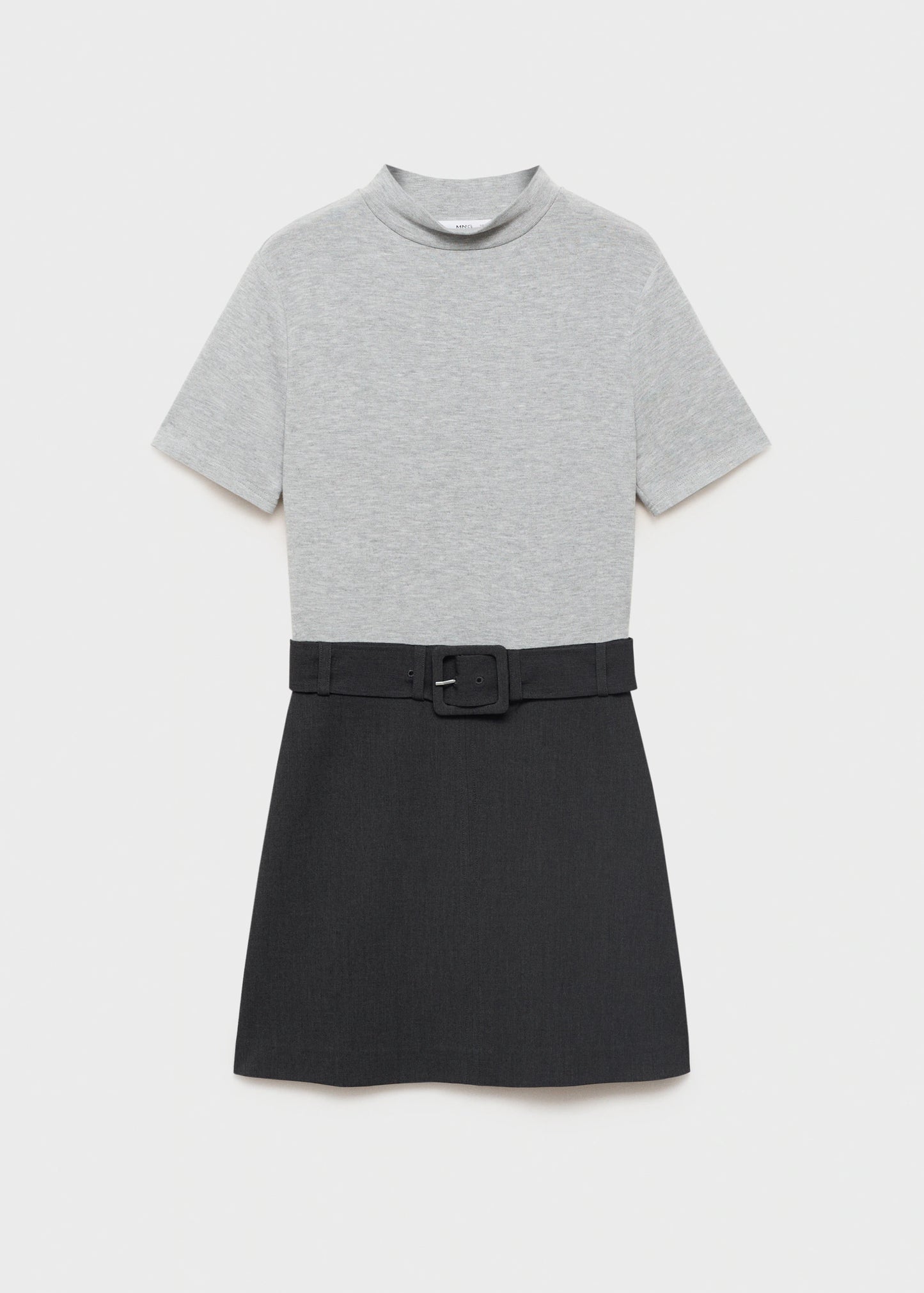 Contrasting Belt Dress